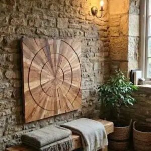 תמונת קיר דקורטיבית עץ טיק במידה 90*90