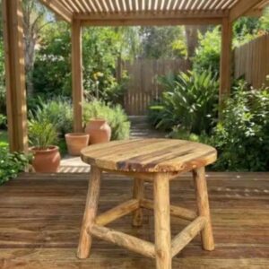 שולחן קפה טיק צעיר דגם J JBF-040 קוטר 60 ס"מ גובה 50 ס"מ