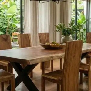 כיסאות מעץ מלא גזע פרוס