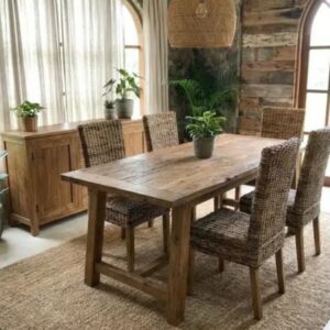 כיסא אוכל מבנה טיק בשילוב סיגראס