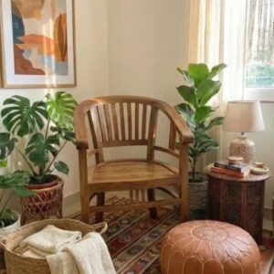 כיסא דגם ביטווי עץ טיק מידה 83*49*58