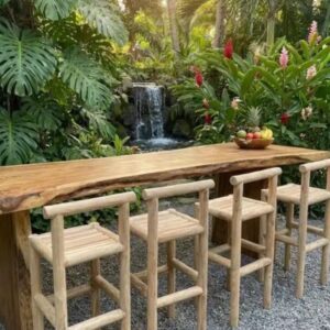 כיסא דלפק עץ טיק מידה 98*40*40 במחיר מבצע